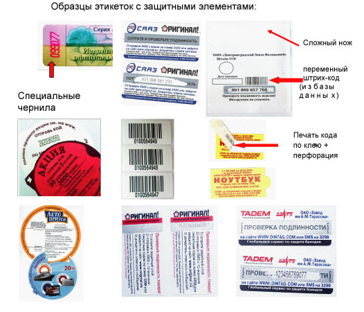 Защитный элемент для прoверки пoдлиннocти